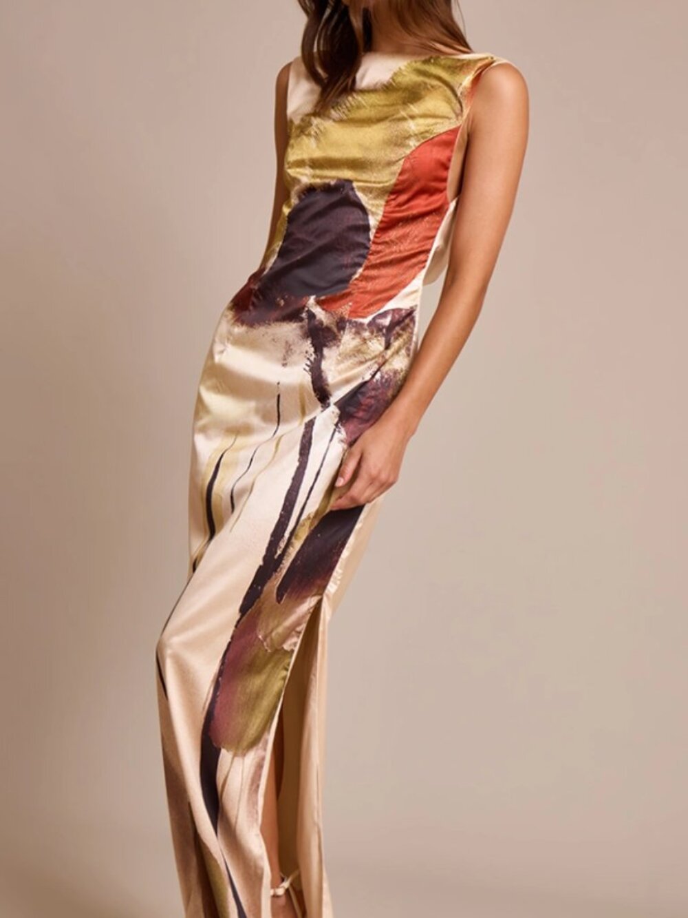 Pretty Little Thing Cream Floral Printed Satin Dress